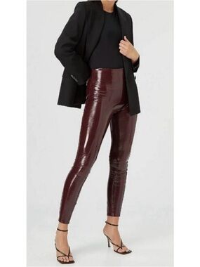 Spanx patent leather high rise pants ruby red Medium